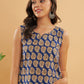 InWeave Ink Blue Small Paisley Kalamkari W/U Top - Swadesiicart
