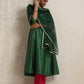 trueBrowns Dark Green Anarkali Kurta Pant Dupatta Set | Swadesiicart