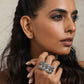 trueBrowns Silver Tone Abstract Sign Ring | Swadesiicart