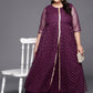 Ahalyaa Plus Size Round neck Net Maxi Ethnic Dress | Swadesiicart