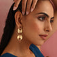 trueBrowns Brass Red Stone Paisley Earrings - Swadesiicart