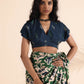 trueBrowns Blue Muslin Ikat Blouse | Swadesiicart