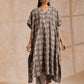 trueBrowns Clay Dabu Overall Print Cotton Panel Kaftan Kurta Pant Set | Swadesiicart
