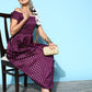 InWeave Women's Wine Brocade Dress - Swadesiicart