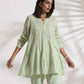 trueBrowns Green Cotton Floral Embroidered Co-ord Set - Swadesiicart
