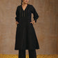 trueBrowns Black Gold Cotton Overlap Yoke Kurta Set | Swadesiicart