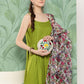 InWeave Women's Olive Strappy Set W White Pink Or Duptta - Swadesiicart