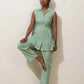 trueBrowns Mint Green Cotton Linen Co-Ord Set - Swadesiicart