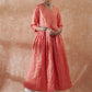 InWeave Women's Peach Mirror Work Long Anarkali Kurta - Swadesiicart