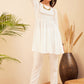 InWeave Women's White Round Neck Square Gota Work Kurta Pant Set - Swadesiicart