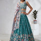 House of Panchhi Turquoise Blue Georgette Sequins And Thread Embroidery Lehenga Choli & Dupatta | Swadesiicart
