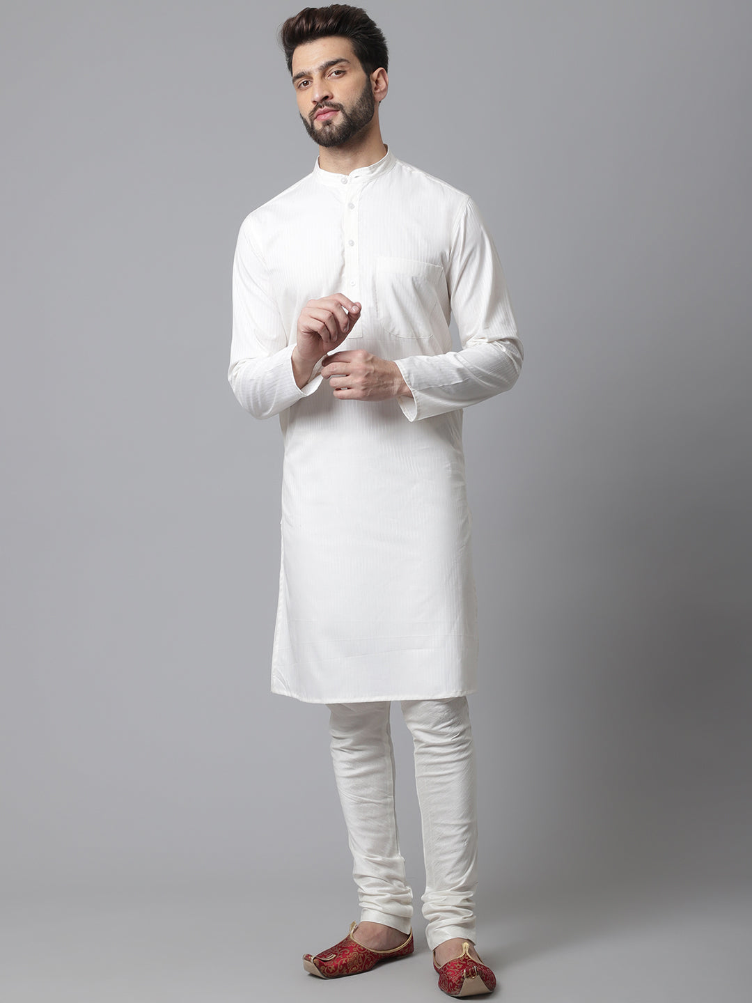 Even Apparels White Pure Cotton Kurta With Band Collar | Swadesiicart