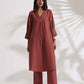 trueBrowns Pink Slub Kurta Set | Swadesiicart