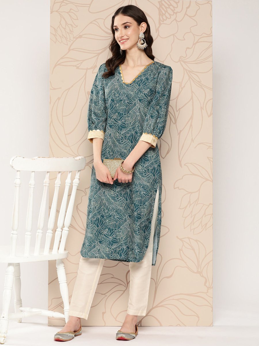 Ahalyaa Women Floral Printed Gotta Patti Crepe Kurta | Swadesiicart