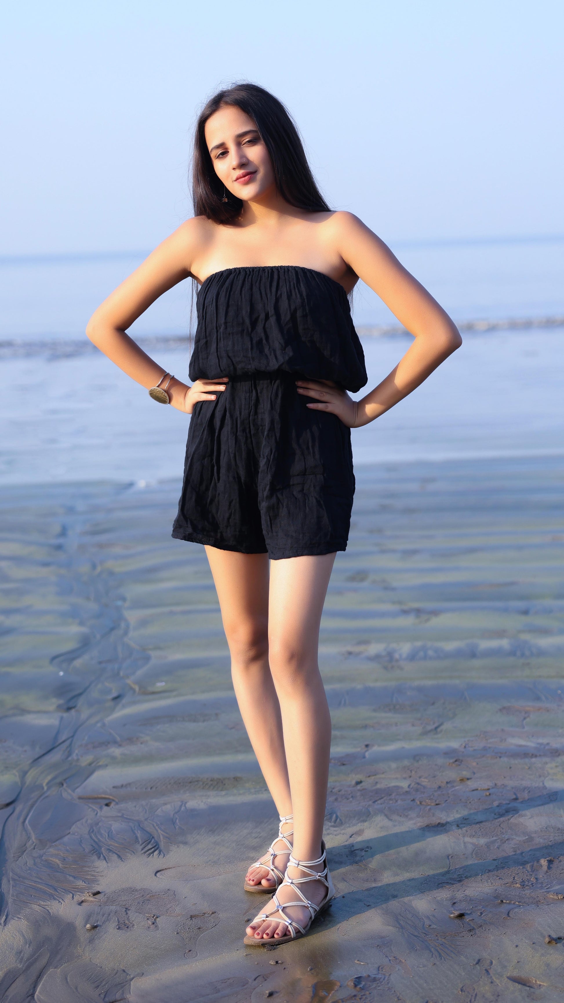 Noroke Cotton Crepe Crinkled Play Suit | Swadesiicart