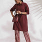 trueBrowns Brown Cotton Solid Kurta Co-ord Set - Swadesiicart