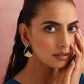 trueBrowns Brass Black Stone Drop Stud Earrings - Swadesiicart