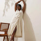 trueBrowns Off-White Cotton Linen Dress | Swadesiicart