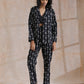 trueBrowns Black White Geometric Print Cotton Pant Suit Set | Swadesiicart