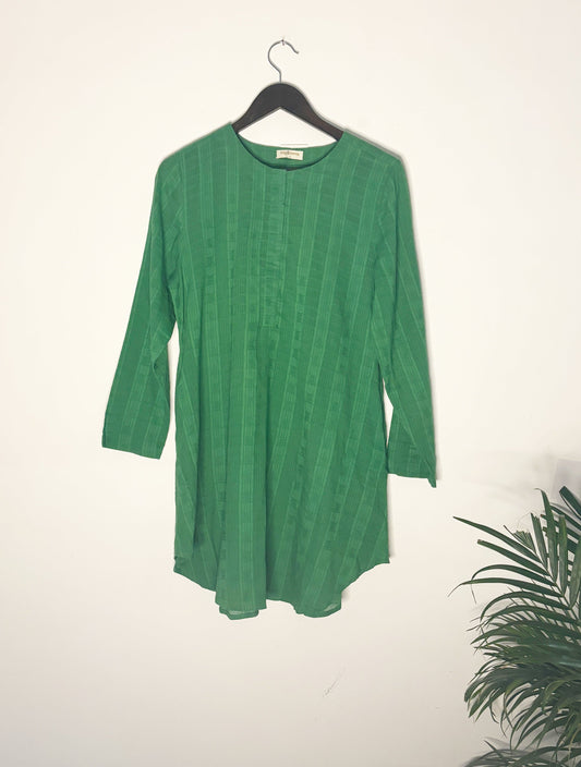trueBrowns Green Check Dobby Top | Swadesiicart