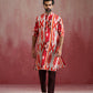 trueBrowns Men's Maroon Ikat Print Mandarin Collar Kurta | Swadesiicart
