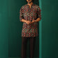 trueBrowns Men's Black Ikat Muslin Silk Printed Co-ord Set - Swadesiicart