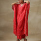 trueBrowns Red Bandhani Printed Silk Panel Kaftan Kurta Pant Set | Swadesiicart