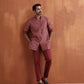 trueBrowns Men's Rust Cotton Dobby Short Kurta | Swadesiicart