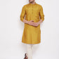 Even Apparels Mustard Yellow Pure Cotton Kurta With Band Collar | Swadesiicart