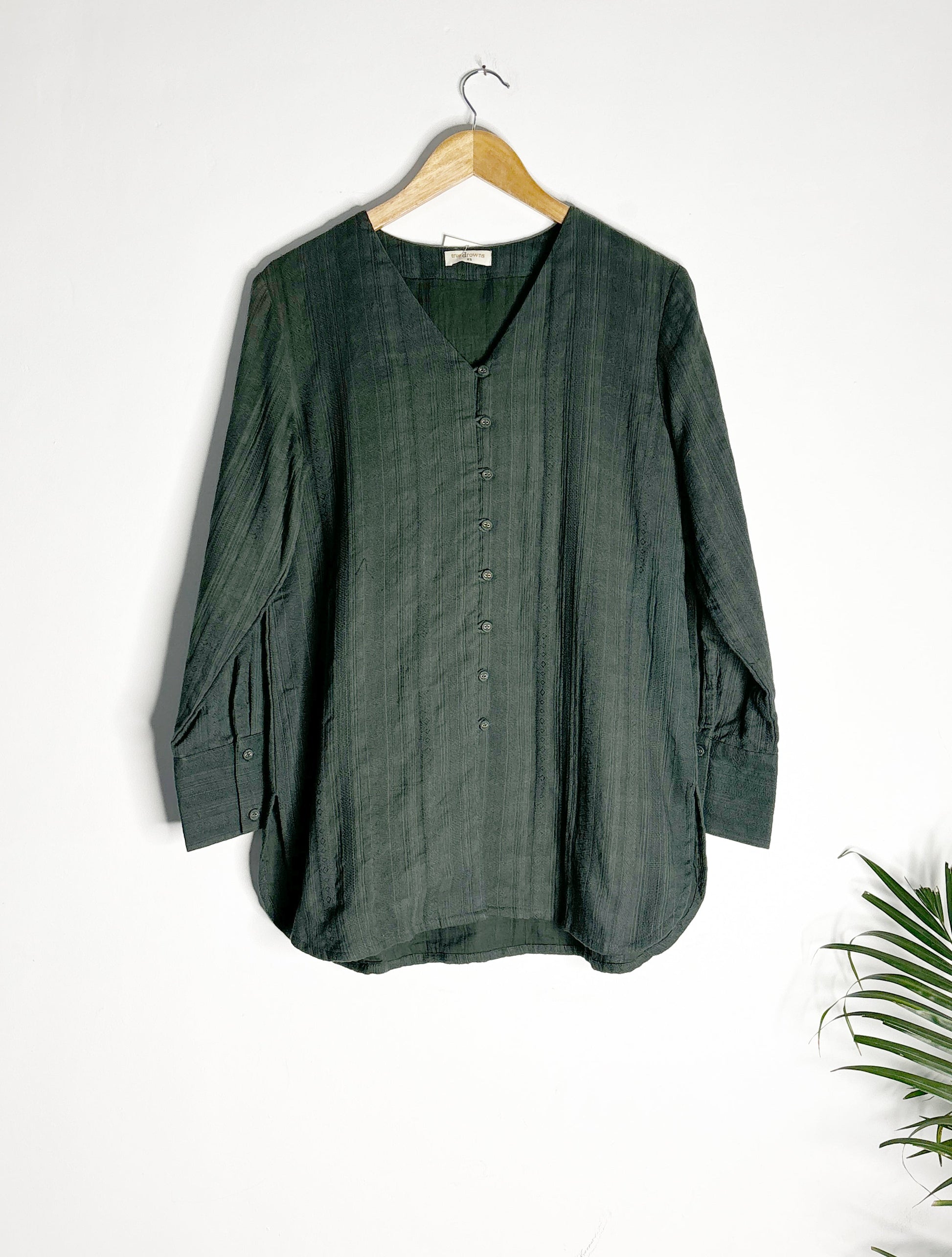 trueBrowns Green Gauze Dobby Kurta Co-ord Set - Swadesiicart