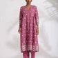 trueBrowns Pink Cotton Floral Embroidered Flared Kurta Set | Swadesiicart