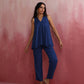 trueBrowns Blue Modal Flared Kurta Co-ord Set - Swadesiicart
