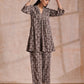 trueBrowns Clay Dabu Geometric Print Cotton Pleated Co-Ord Set - Swadesiicart