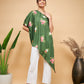 InWeave Women's Green Small Flower One Shoulder Kurta - Swadesiicart