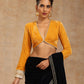 trueBrowns Mustard Velvet Lace Blouse | Swadesiicart