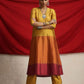 trueBrowns Gold Orange Silk A-line Kurta Set | Swadesiicart