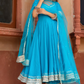 Pomcha Jaipur Kalamkari Blue Pure Cotton Anarkali Set | Swadesiicart