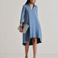 trueBrowns Light Blue Short Collared Dress | Swadesiicart
