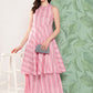 InWeave Women's Pink Kantha Striped Kurta Set - Swadesiicart