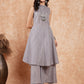 InWeave Light Grey Lurex Halter Neck W/S Kurta Palazzo Set - Swadesiicart