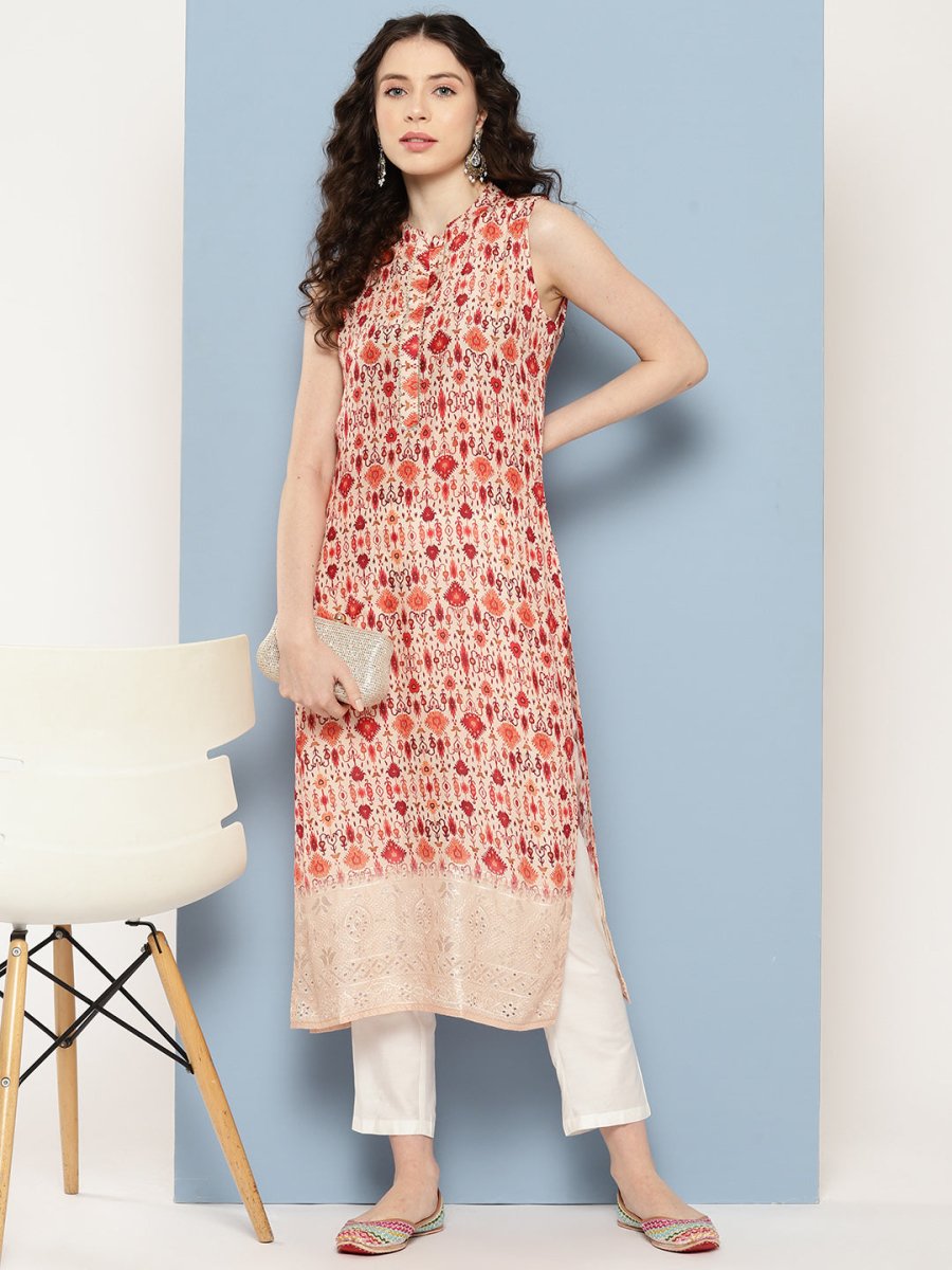 Ahalyaa Women Ethnic Motifs Embroidered Gotta Patti Kurta | Swadesiicart