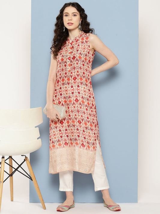 Ahalyaa Women Ethnic Motifs Embroidered Gotta Patti Kurta | Swadesiicart
