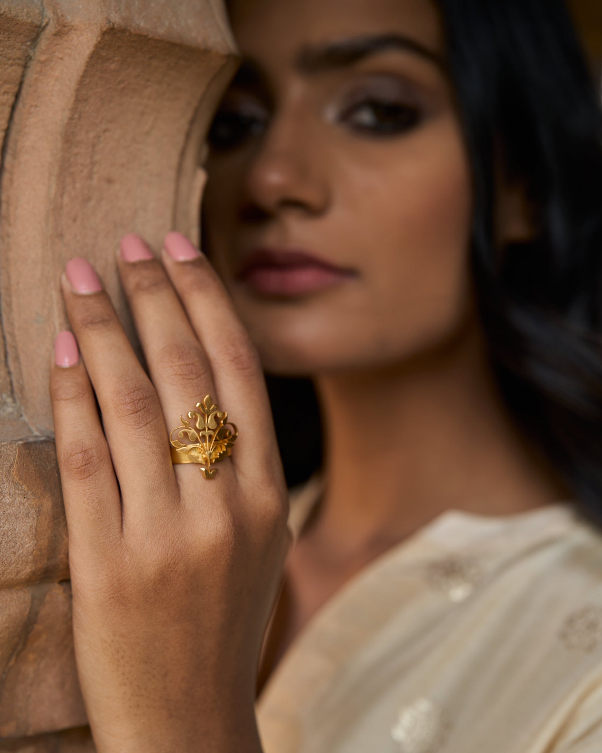trueBrowns Gold-Polished Small Leaf Ring | Swadesiicart