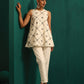 trueBrowns Ivory Rhombus Cotton Sleeveless Co-Ord Set - Swadesiicart