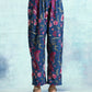 trueBrowns Blue Printed Velvet Pant | Swadesiicart