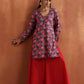trueBrowns Rust Ajrak Print Flared Anarkali Kurta Set | Swadesiicart