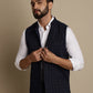 Even Apparels Men's Blue Mandarin Collar Waistcoat | Swadesiicart