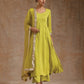trueBrowns Lime Modal Satin Anarkali Set | Swadesiicart