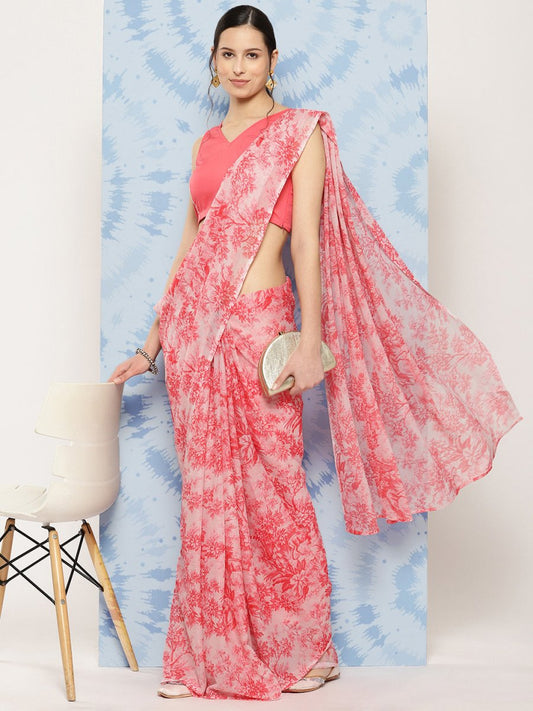 Ahalyaa Floral Poly Chiffon Saree | Swadesiicart