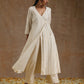 trueBrowns Ivory Gold Cotton Angrakha Kurta Set | Swadesiicart